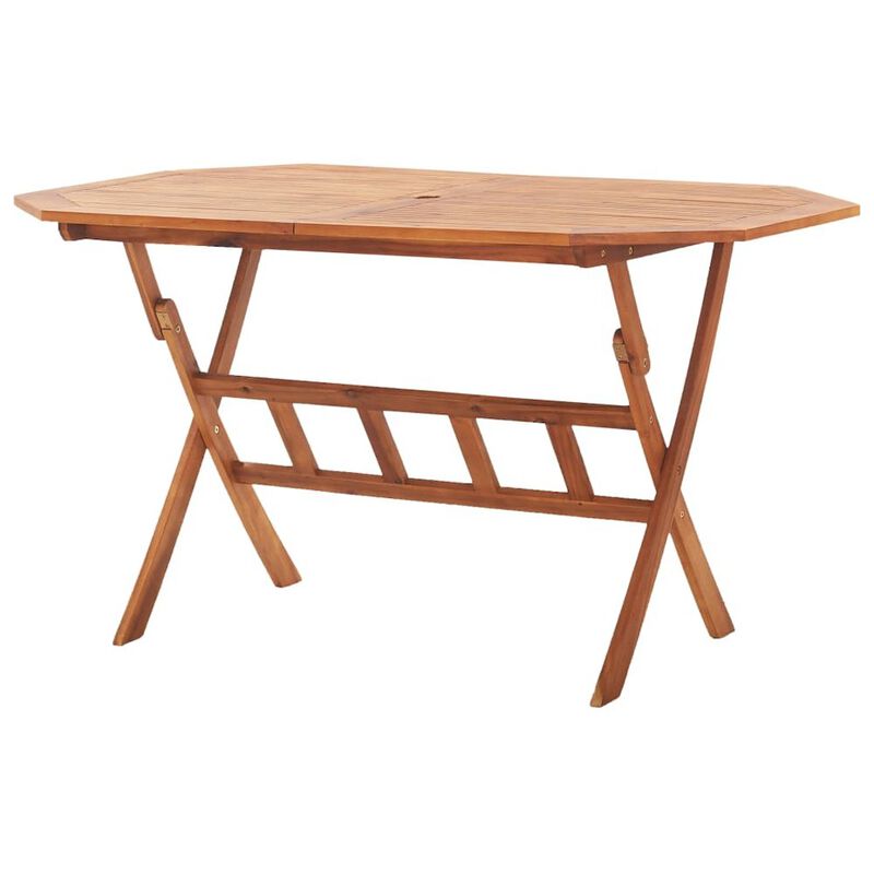 Garden Table Brown Solid Acacia wood 53.1x33.5x29.5 in Foldable