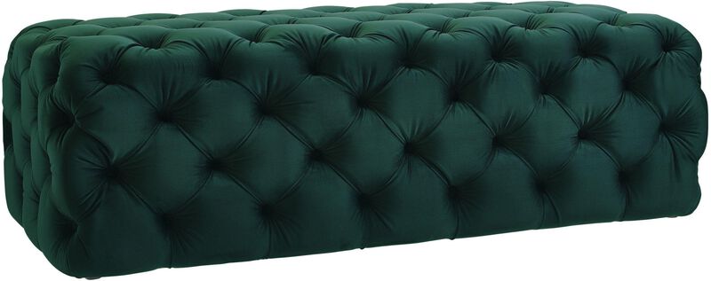 TOV Furniture The Kaylee Collection Modern Style Living Room Jumbo Velvet Upholstered Button Tufted Ottoman, Green image number 0