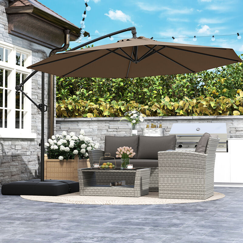 Offset Hanging Patio Umbrella with Base &ndash; Tilt Function Cantilever Design