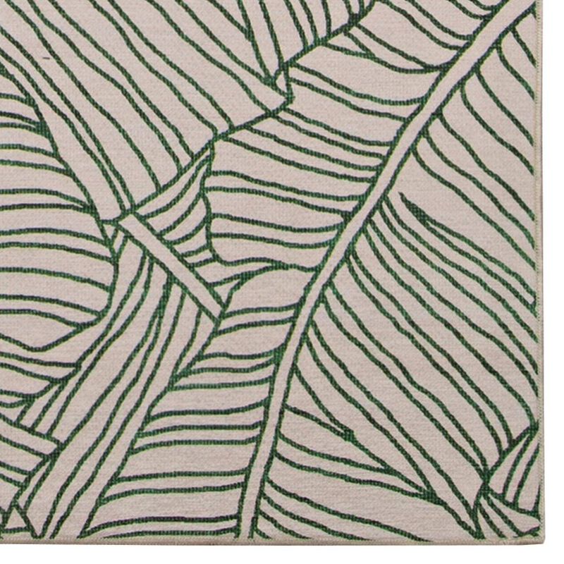 Linon Outdoor Washable Largo Ivory & Green, Rug