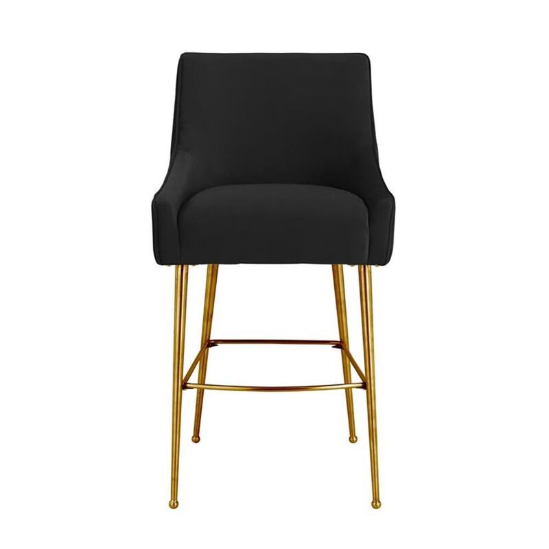 TOV Furniture Beatrix Pleated Black Velvet Bar Stool image number 2