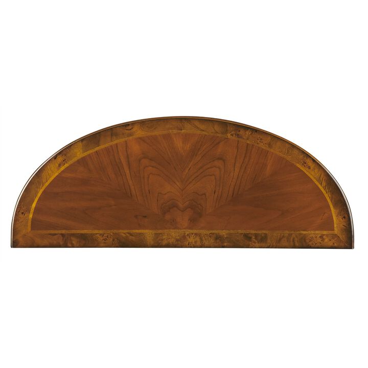 Medium Brown Half Moon Console Table for Living Room and Entryway