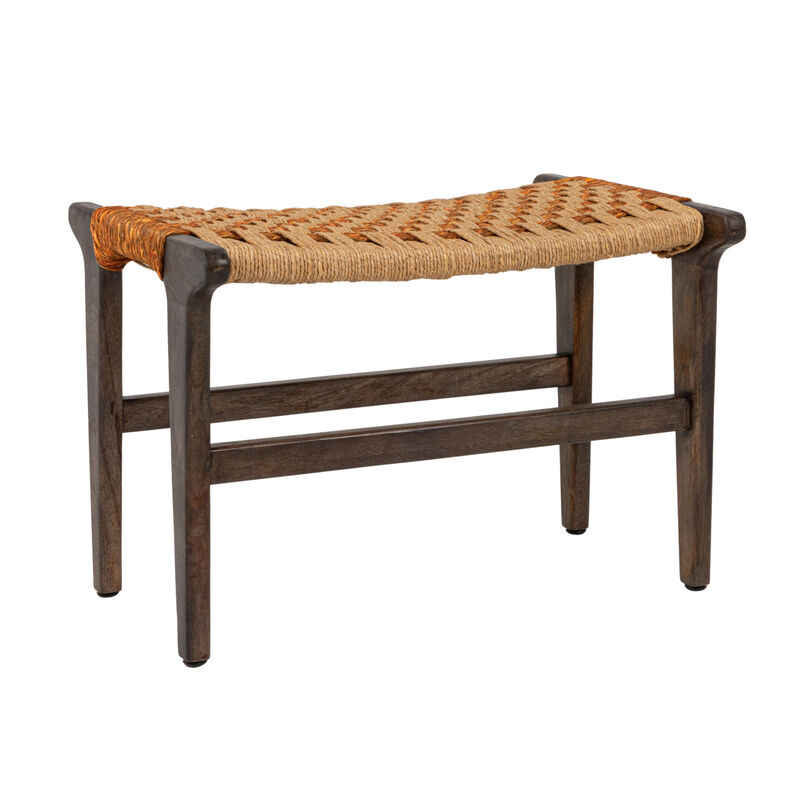 Mango Wood and Jute Stool, Multicolor image number 0