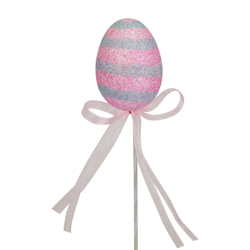 Set of 6 Colorful Speckled and Glittered Easter Egg Picks  14.5"
