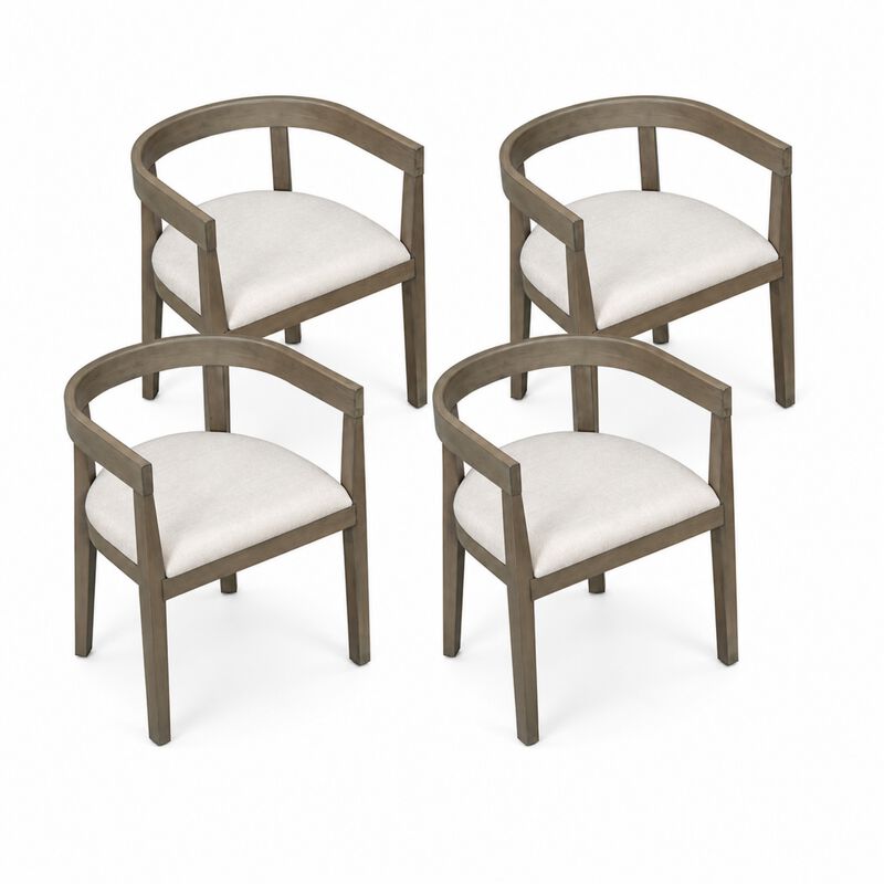 Whisen Set of 4 Curved Back Dining Chairs, Upholstered Solid Wood Frame Kitchen Chairs for Dining Room image number 3