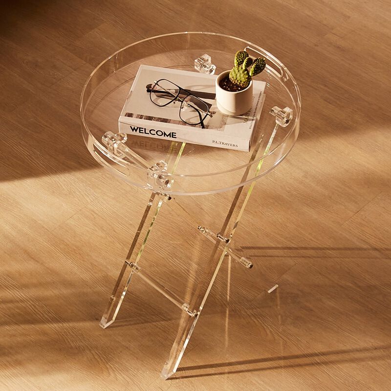 Modern Clear Acrylic Tray Table with Folding X Frame Legs image number 1