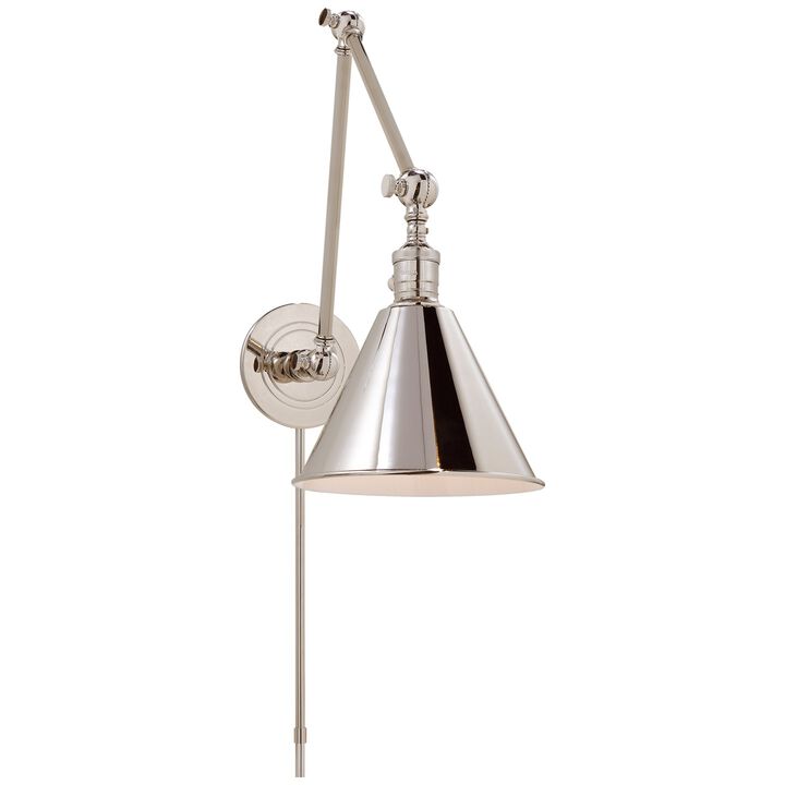 Boston Functional Double Arm Library Light in Polished Nickel
