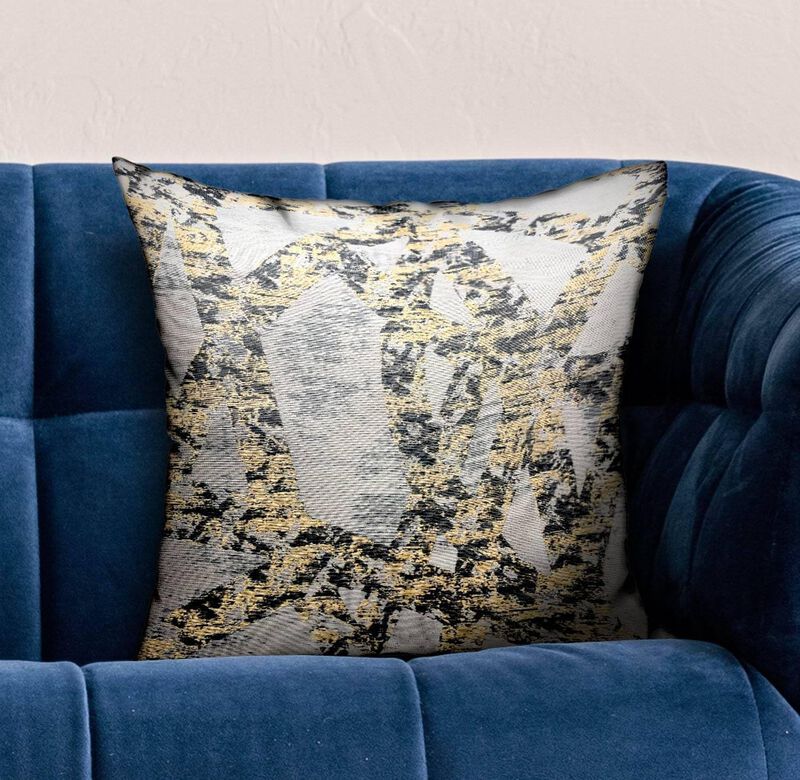 Plutus Brands Craven Dust Gold, Gray Abstract Luxury Throw Pillow image number 1