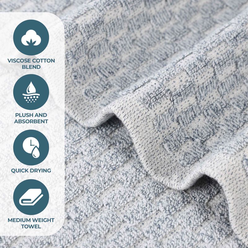 2-Piece Cotton Blend Bath Towel Set with Checkered Texture, Quick Dry image number 4