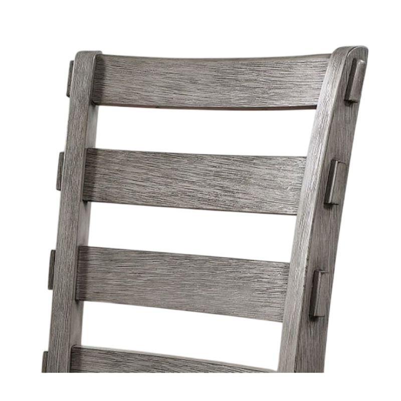 Lais 6pc Dining Table Set with Bench, 4 Ladderback Chairs, Rustic Gray image number 4