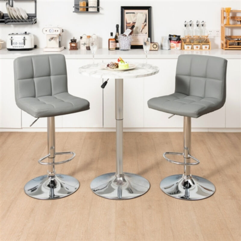 Set of 2 Modern Adjustable Barstools – PU Leather Swivel Seat with Base for Kitchen or Bar