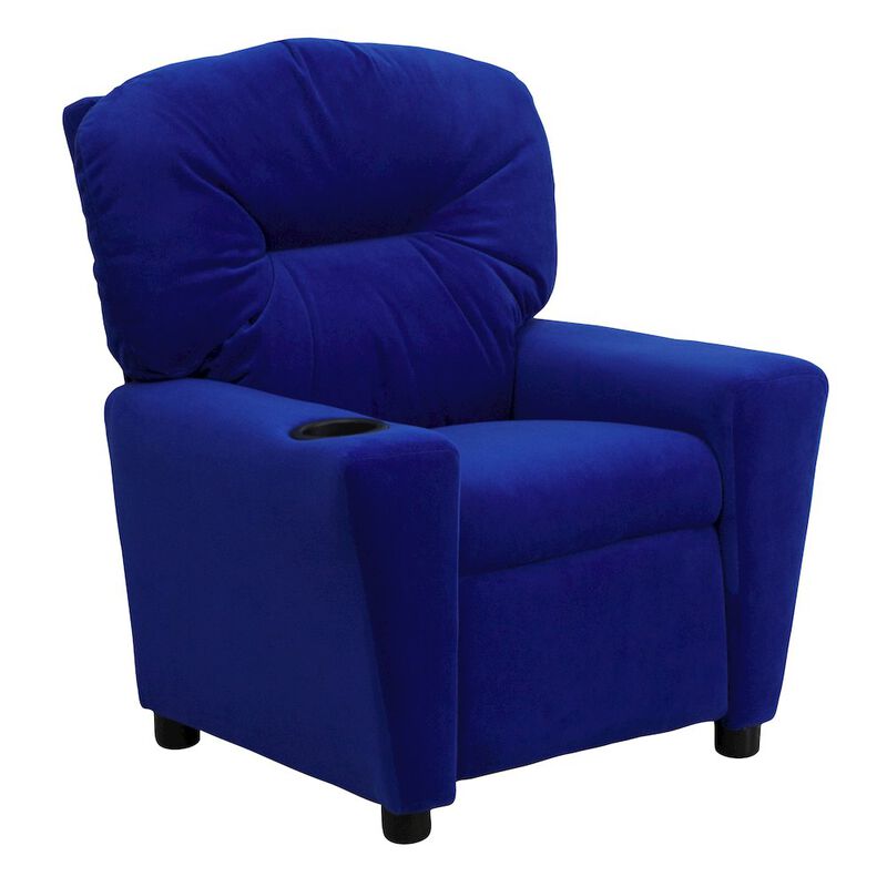 Flash Furniture Contemporary Blue Microfiber Kids Recliner with Cup Holder