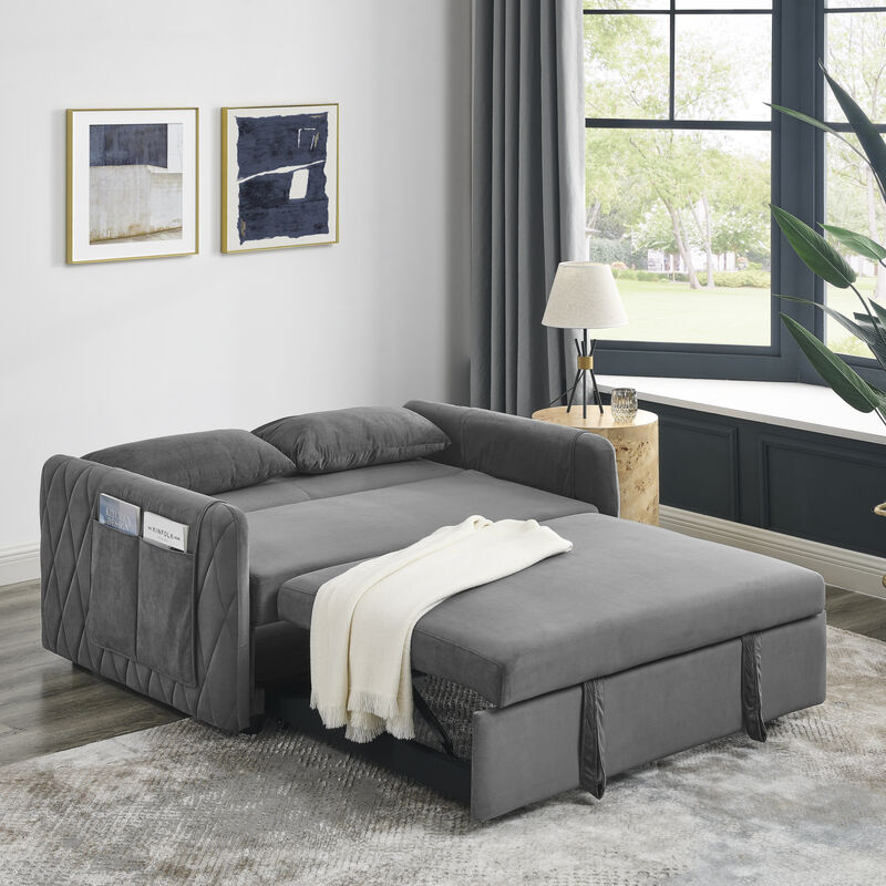 Merax Modern Convertible Sofa Bed with 2 Detachable Arm Pockets image number 2
