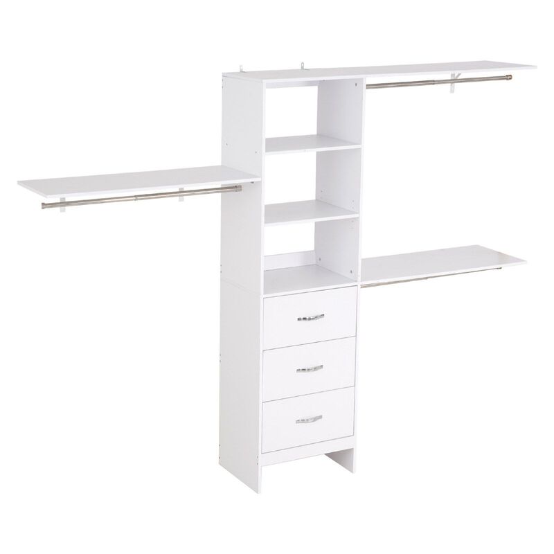 Adjustable Closet System with Drawers and Hanging Rods, Freestanding Wardrobe image number 9