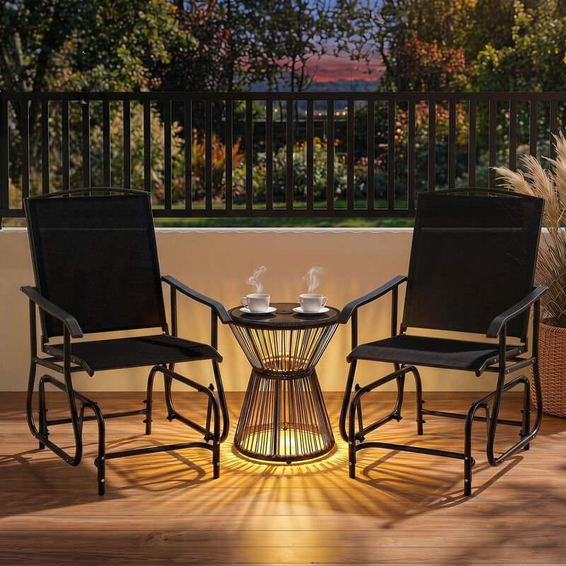 Patio Glider Chair with Black Metal Frame and Comfortable Armrests image number 4