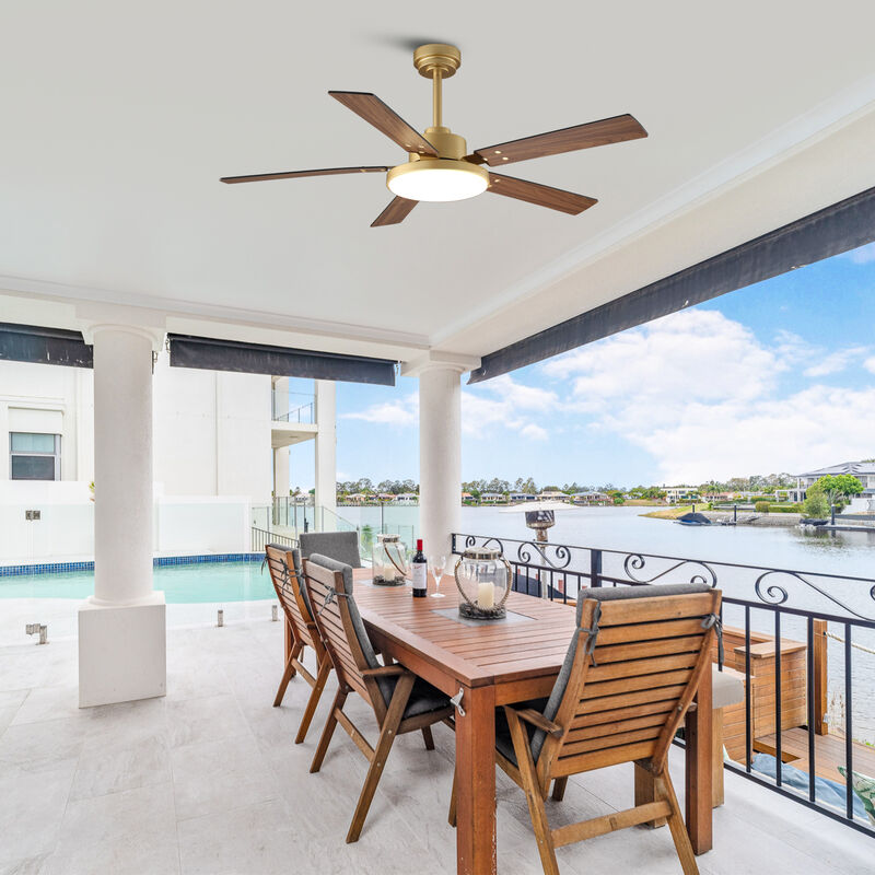 52" Modern Gold 3CCT Dimmable LED Ceiling Fan with Light and Remote