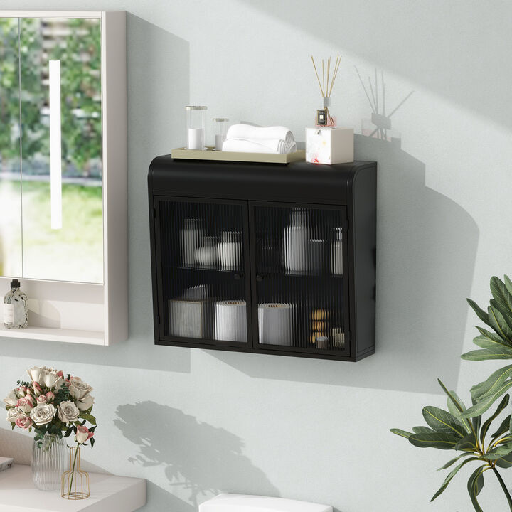 ELEMENT ACE Wall-Mounted Metal Storage Cabinet with Tempered Glass Doors and Adjustable Shelves for Home Organization