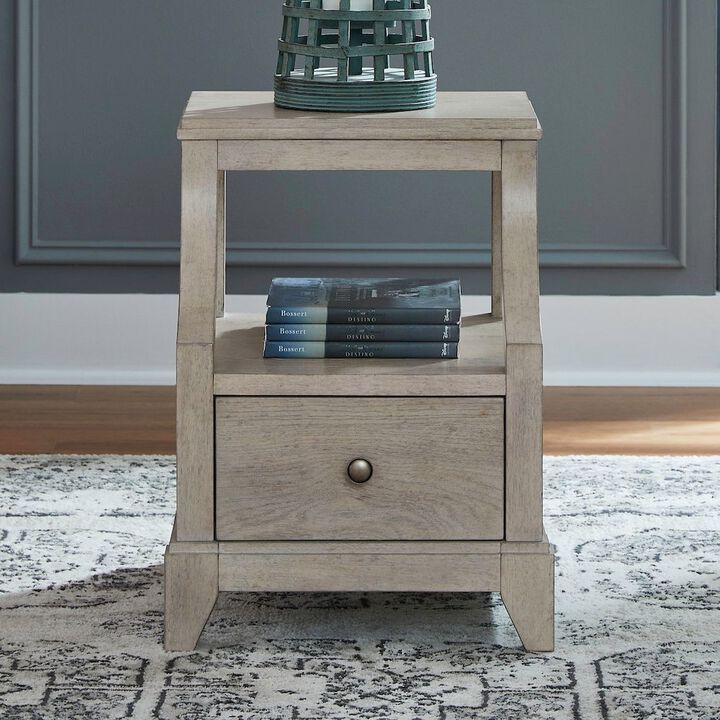 Liberty Furniture New Haven Chairside Table for Living Room Traditional - Sanctuary White Oak Wood