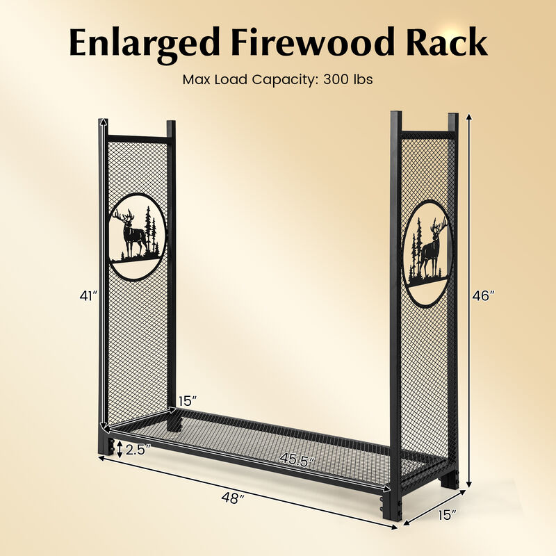 4-Foot Firewood Rack Stand with Mesh Sides for Outdoor Storage and Organization image number 4