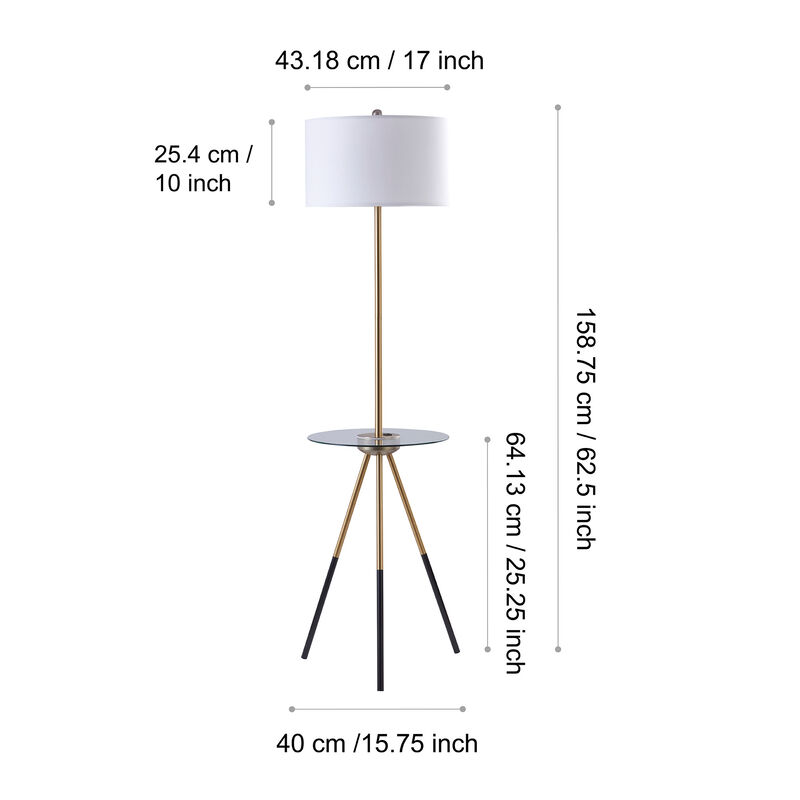 Myra Floor Lamp with Glass Table and Built-In USB Port, Gold/Black image number 3