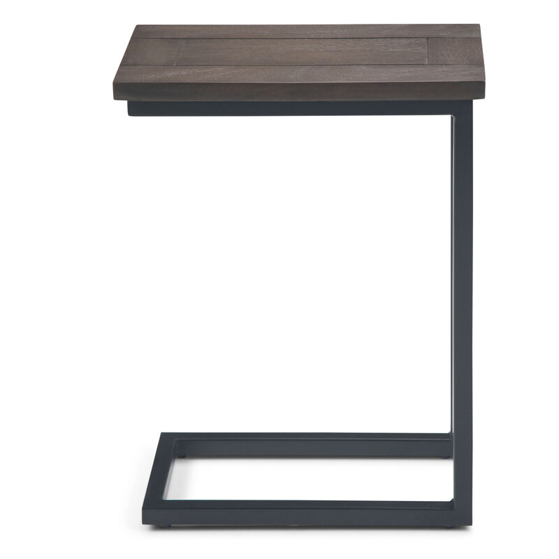 Skyler 18 inch Wide Solid Mango/Metal Industrial C Side Table in Walnut Brown/Black, Assembled