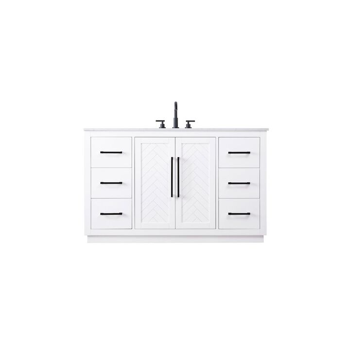 Elegant Kitchen and Bath 54 inch Single Bathroom Vanity in White