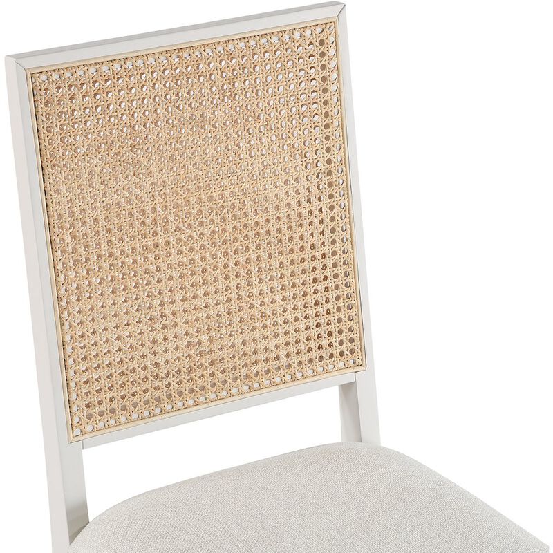 Meridian Furniture Butterfly Cream Linen Textured Fabric Dining Chair, Set of 2