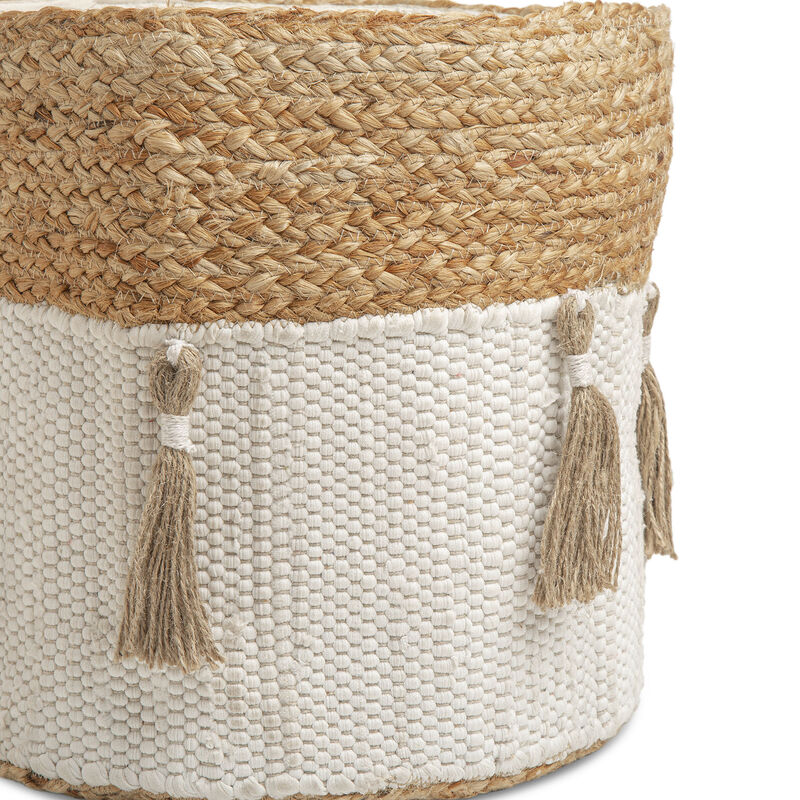 Cotton + Jute Boho Storage Bin