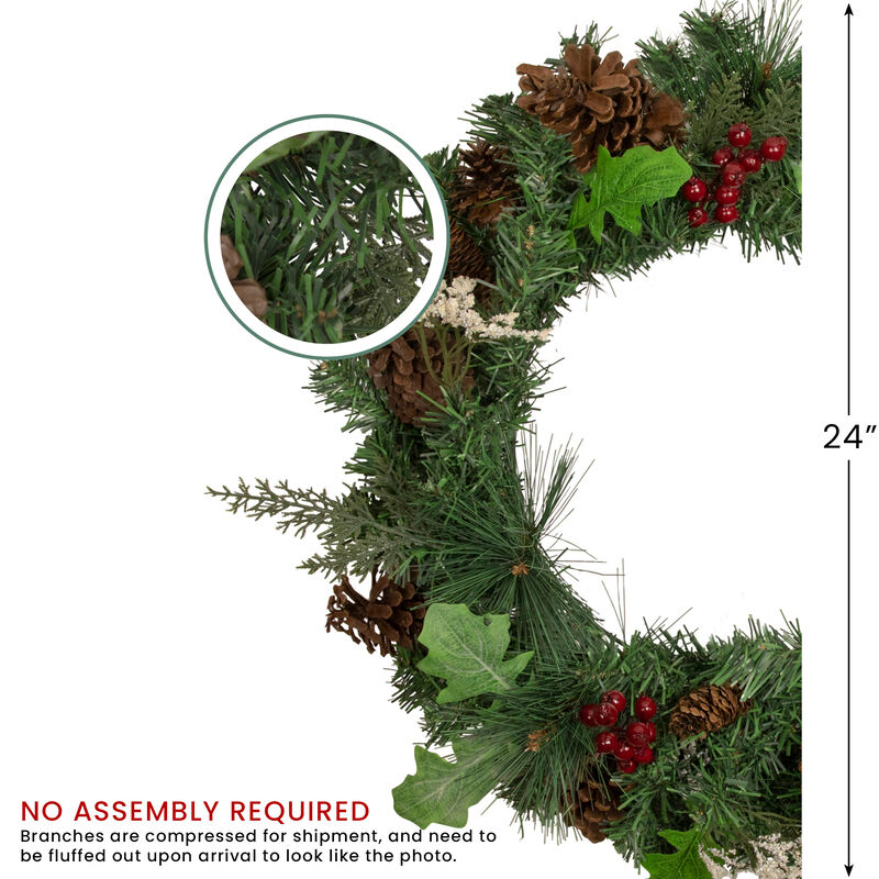 Decorated Natural Pine and Berry Artificial Christmas Wreath  24-Inch  Unlit image number 4