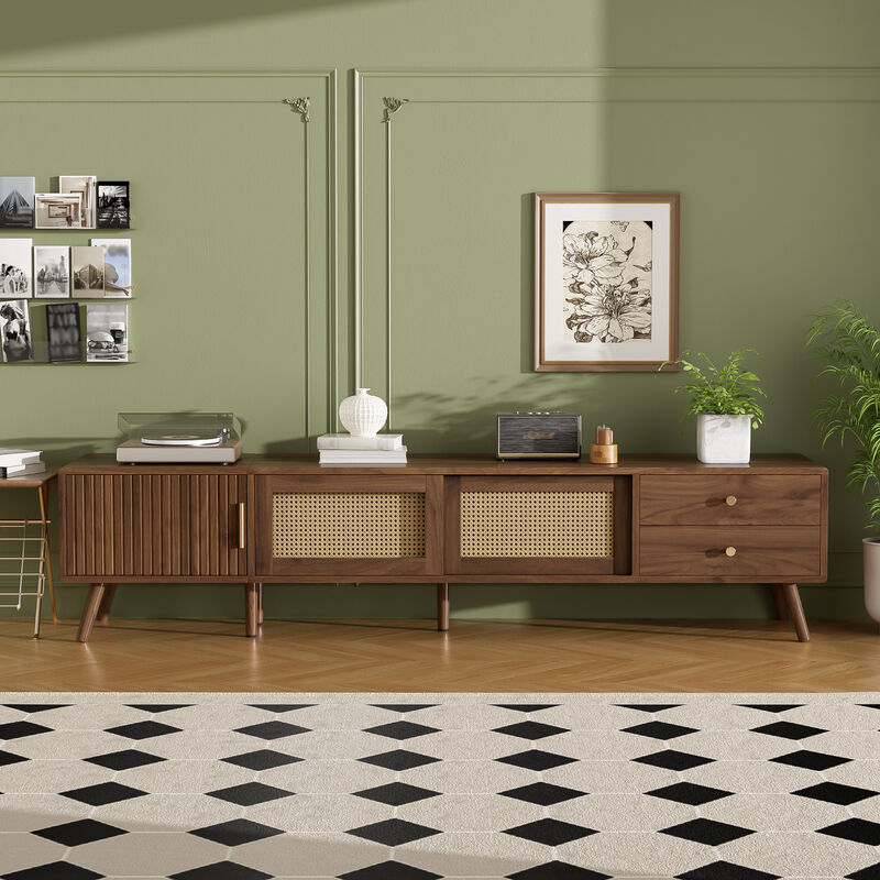 Modern Rattan Doors TV Stand image number 1