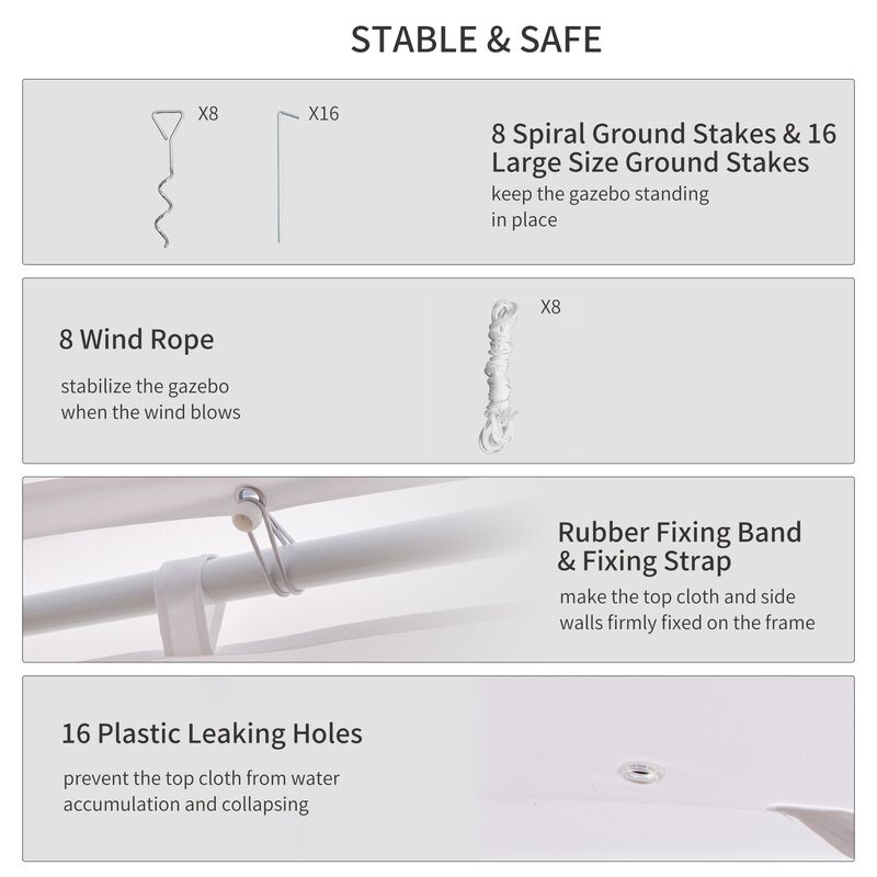 Majestic Octagonal Pavilion: 22x16ft White 8-Wall Party Gazebo