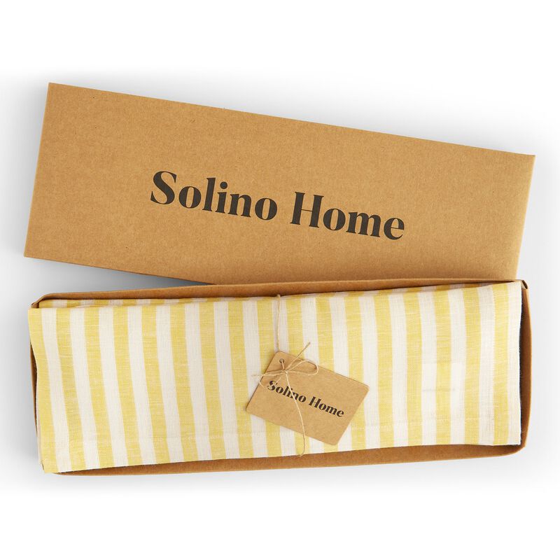 Solino Home 100% Pure Linen Placemats 14 x 19 Inch Set of 4 - Amalfi Stripe