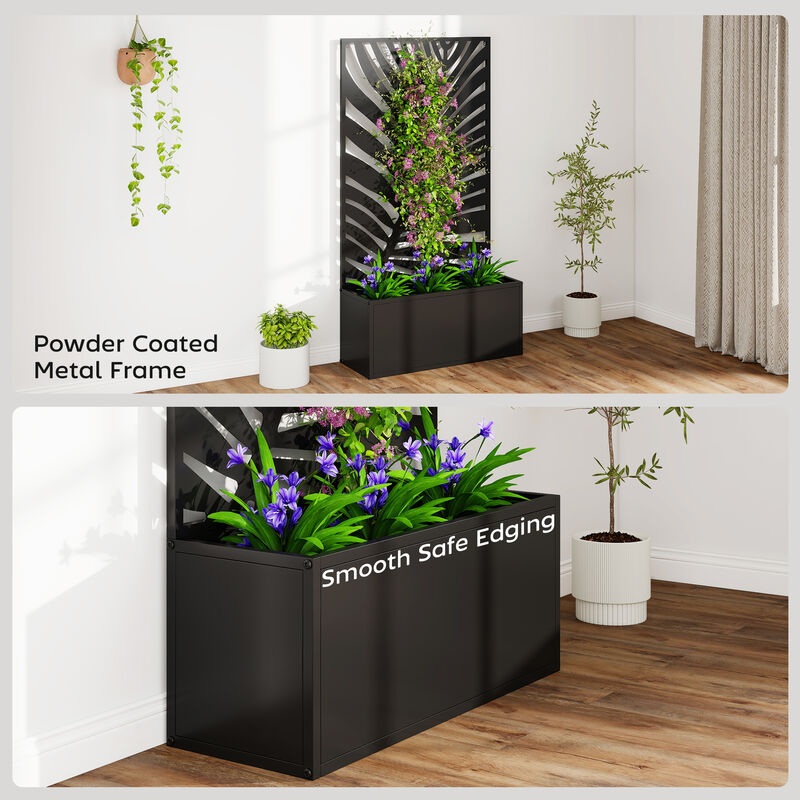 Hivvago Garden Planter with Metal Trellis, Wall-Mount or Freestanding image number 6