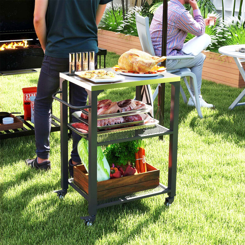 Portable BBQ Grill Cart &ndash; Heavy-Duty Outdoor Table with Wheels and Storage image number 1