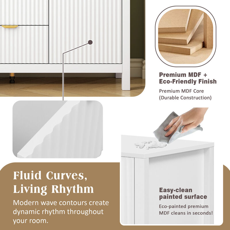 Merax U_STYLE Sideboard with Wave Design - 3 Adjustable Shelves