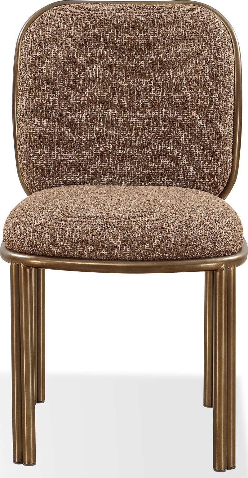 Mataranka Dining Chair in Giraffe Chenille and Brushed Golden Stainless Steel - Set of 2