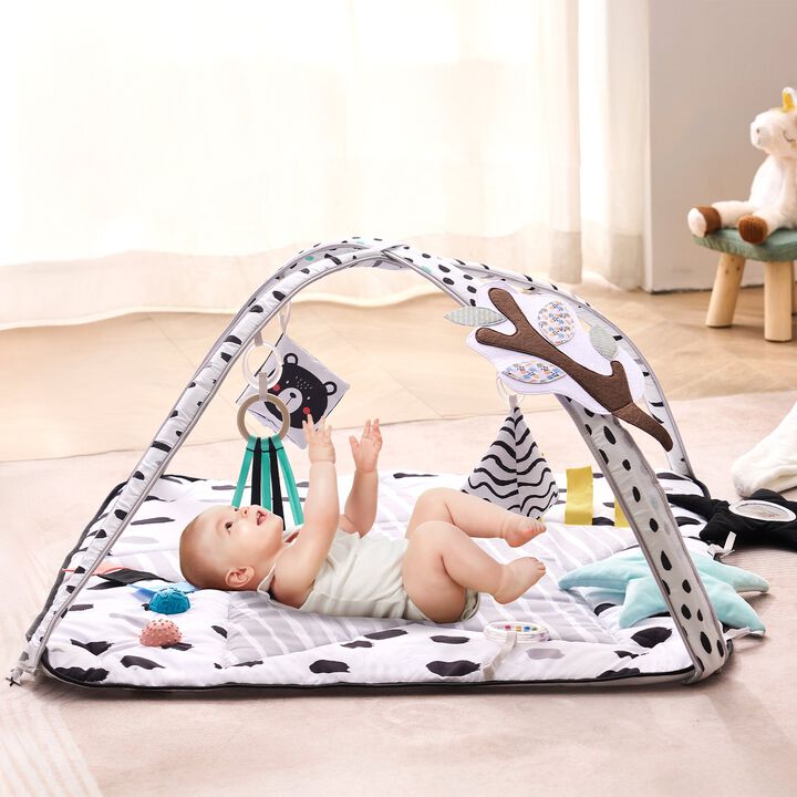 Baby Play Gym Mat, Tummy Time Activity Mat with Sensory Toys for 0-18 Months