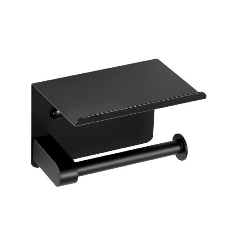 Wall Mounted Toilet Paper Holder with Storage Shelf, Fits Mega Rolls, Stainless Steel, Matte-Matte Black image number 0