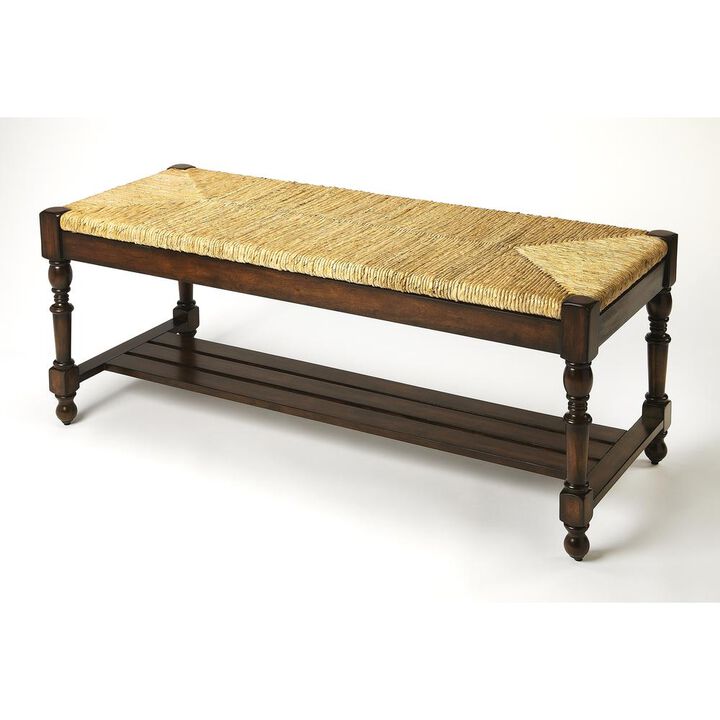 Butler Specialty Ravello Woven Wicker 48"W Bench, Dark Brown