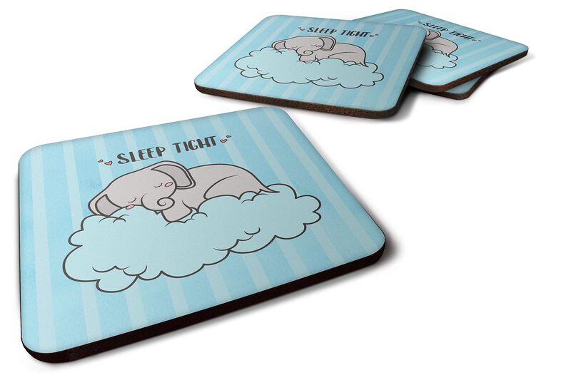 Caroline's Treasures BB7475FC Nursery Sleep Tight Elephant Foam Set of 4 coasters, Multicolor