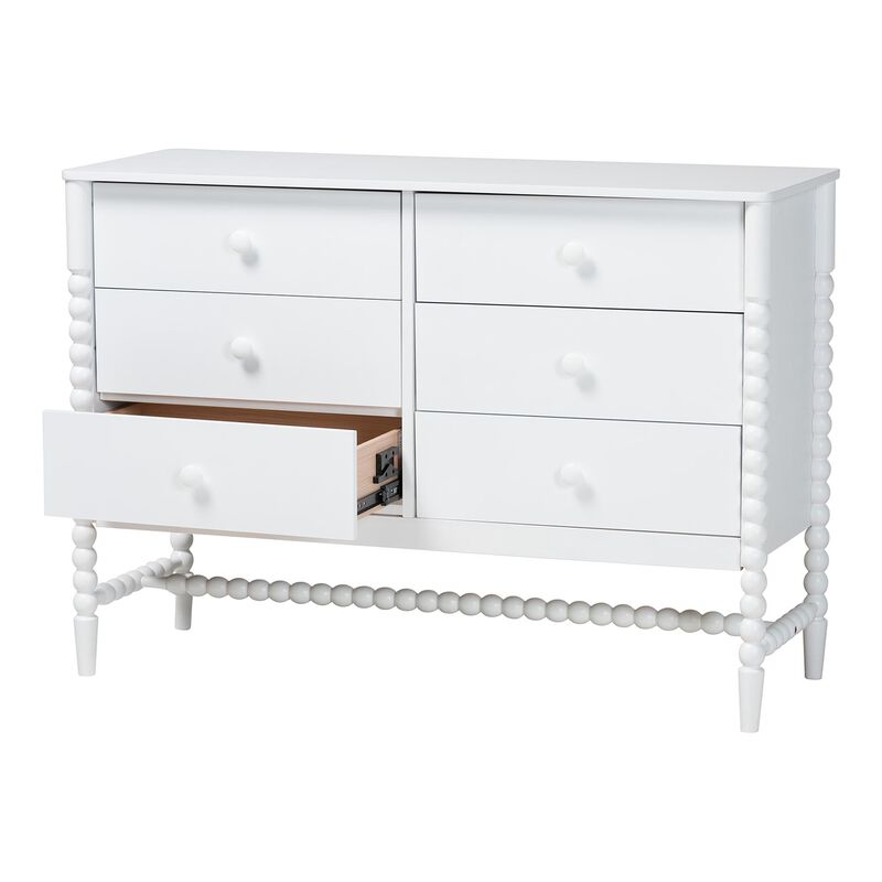 beaded dresser Swedish 3-Drawer Chest Beaded Drawer Trim & Brass Pulls in French Grey