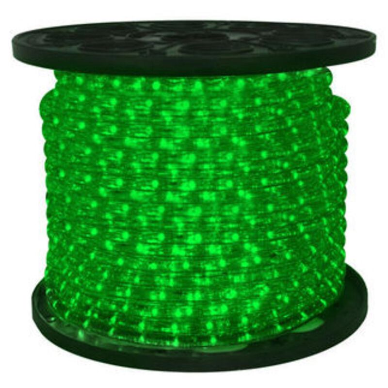 Green LED Commericial Grade Outdoor Christmas Rope Lights on a Spool - 288 ft Clear Tube