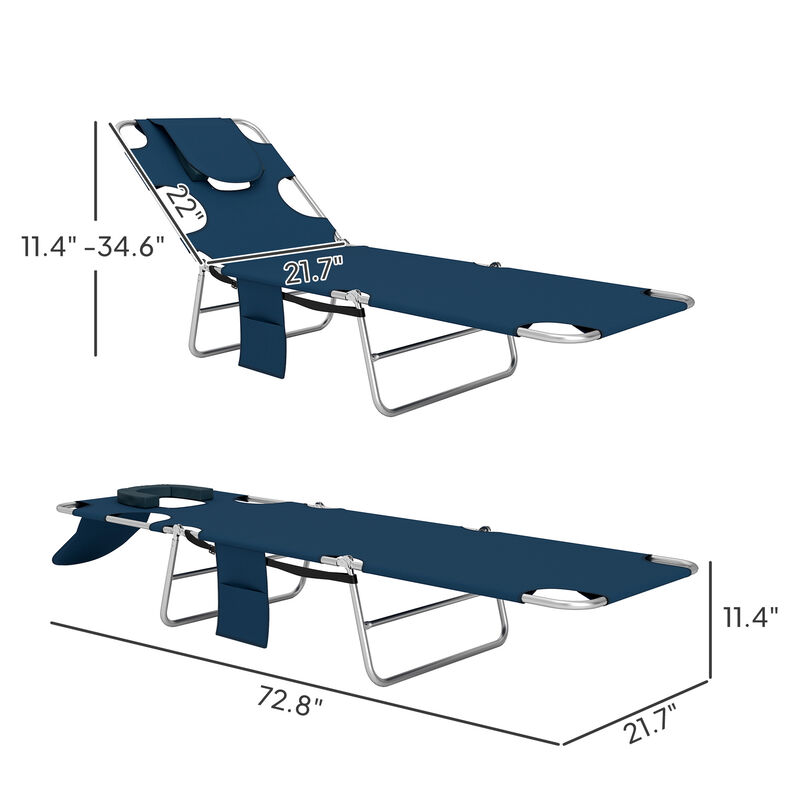 Hivvago Adjustable Outdoor Chaise Lounge Chair with Pillow image number 2