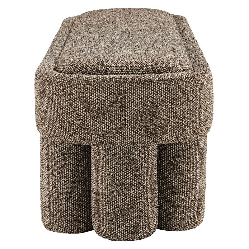 Modway Mossi 52-Inch Modern Oval Boucle Fabric Bench in Marble &ndash; Upholstered Accent Bench with Cylindrical Clover-Leg Base for Bedroom, Entryway, or Living Room image number 5