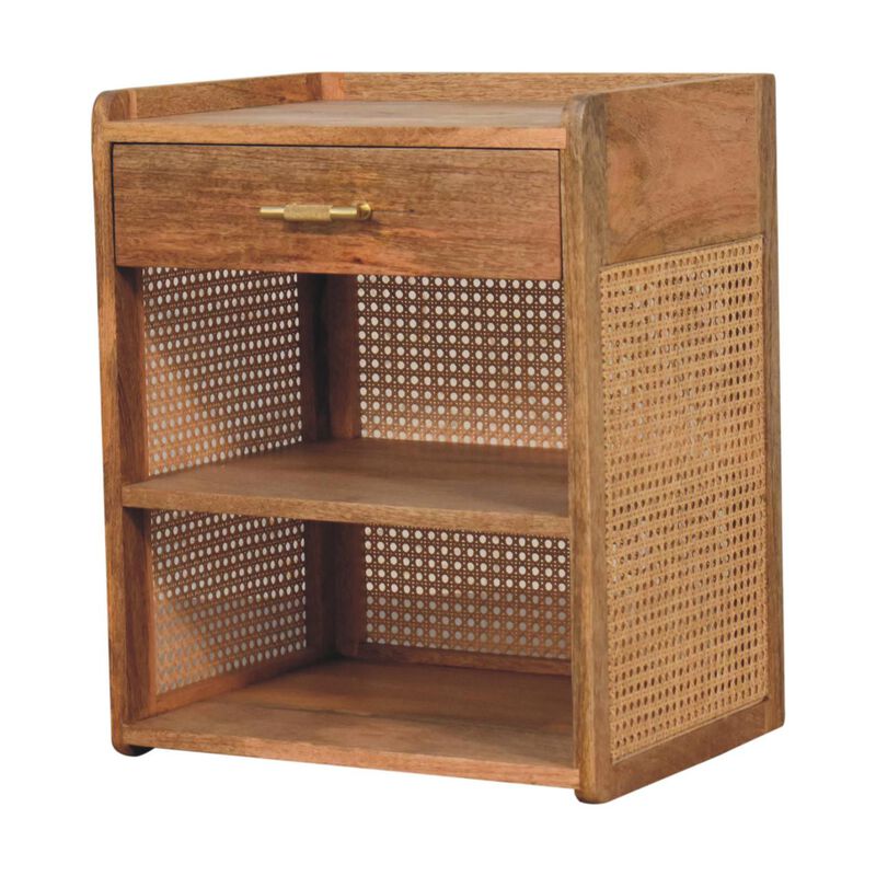 HomeRoots 23" Oak Solid Wood One Drawer Nightstand image number 3