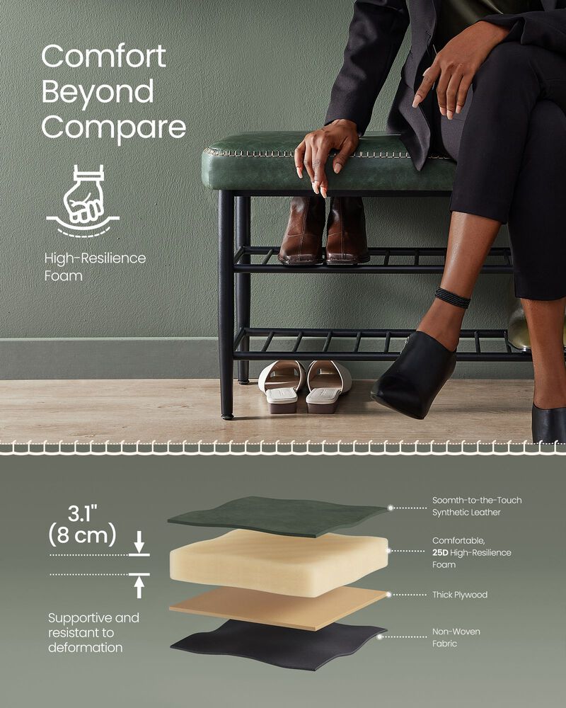 Shoe Bench with Metal Shelves: Stylish and Functional Storage for Organized Entryways image number 5
