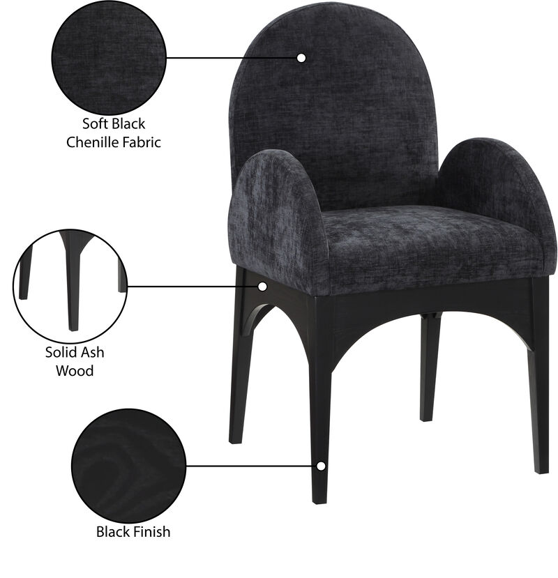 Meridian Furniture Waldorf Black Chenille Fabric Dining Chair image number 8