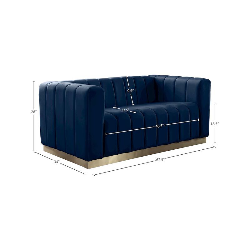 Meridian Furniture Marlon Navy Velvet Loveseat