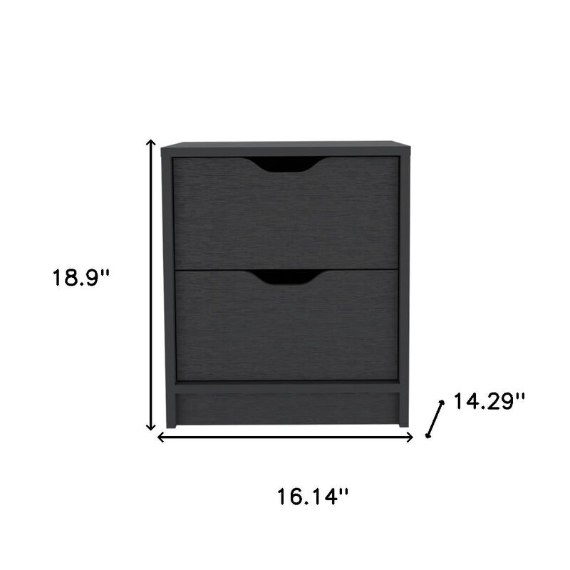 Wood-Style Nightstand with 2 Drawers – Faux Wood Bedside Table