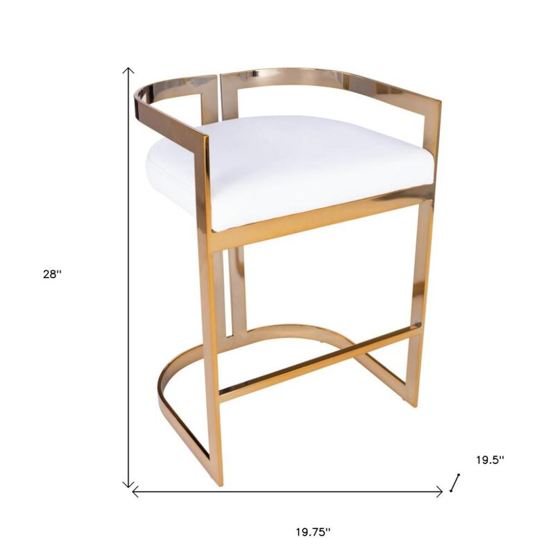 Iron Low Back Counter Height Bar Chair with Footrest, Durable Stool for Kitchen Island